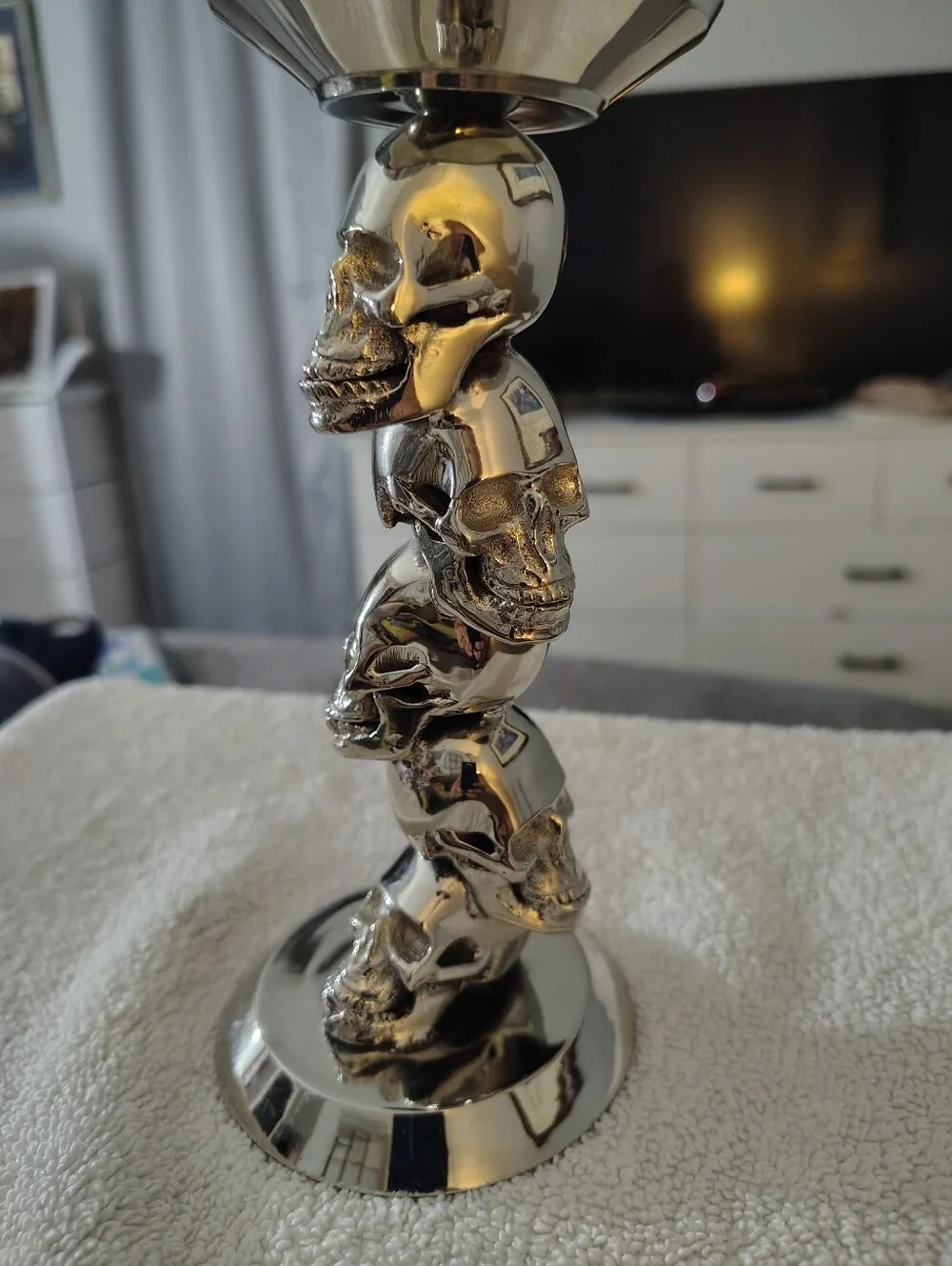 D & L Company Siver Skull Stack Candle Holder - Silver